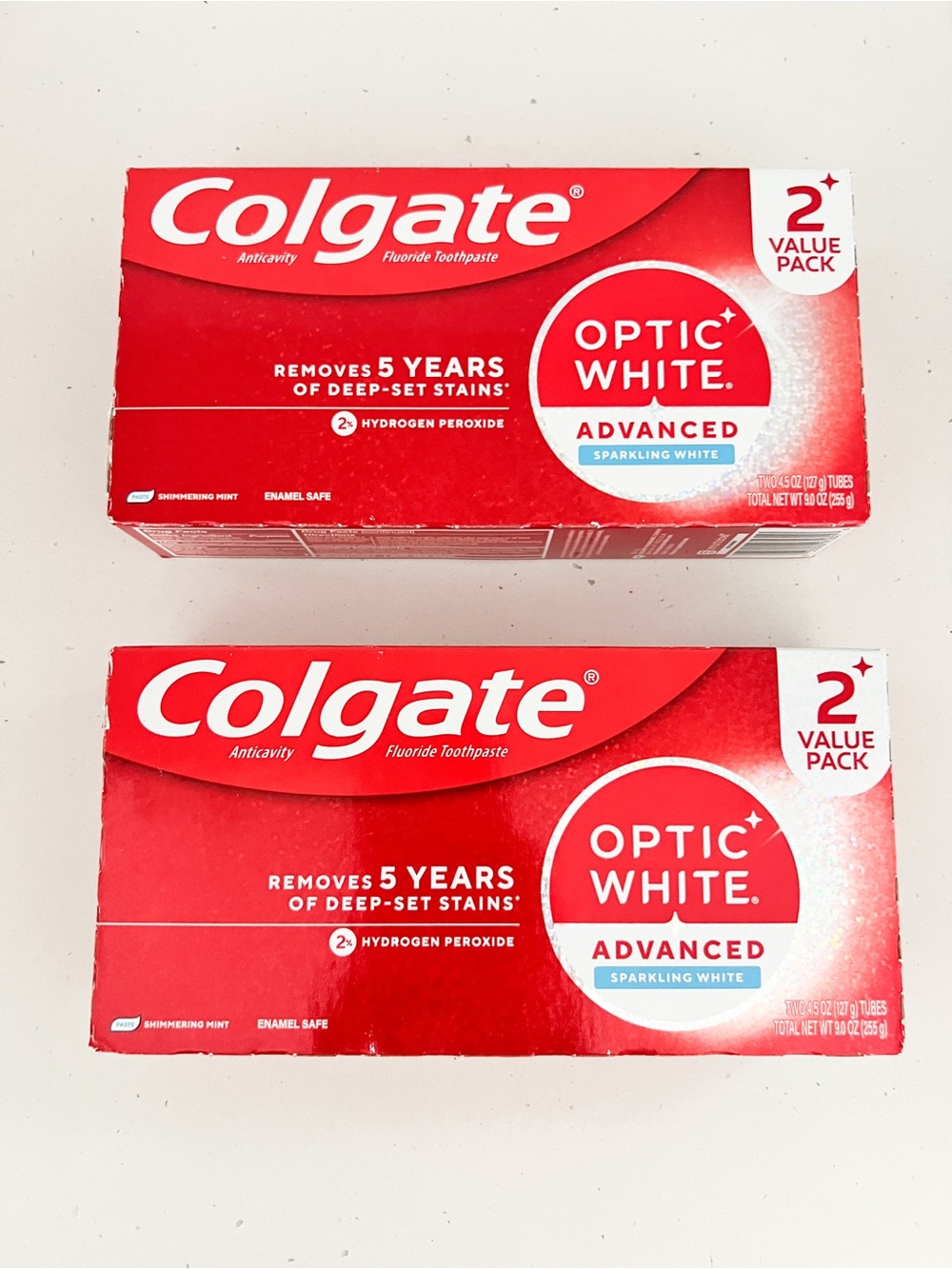 Colgate Optic White Advanced Sparkling White Toothpaste, 4 tubes